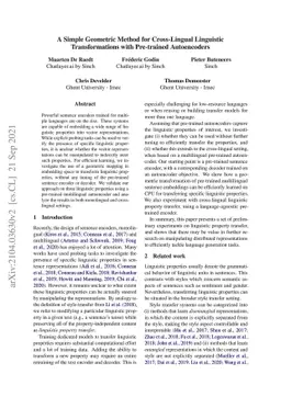 A Simple Geometric Method for Cross-Lingual Linguistic Transformations
  with Pre-trained Autoencoders