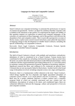 Languages for Smart and Computable Contracts