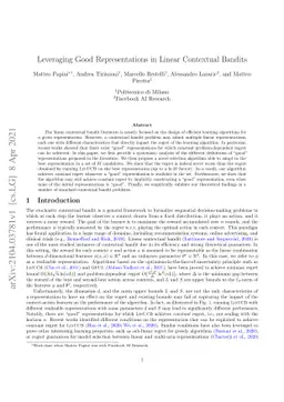 Leveraging Good Representations in Linear Contextual Bandits