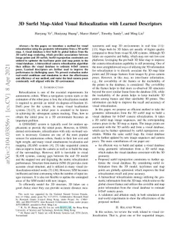 3D Surfel Map-Aided Visual Relocalization with Learned Descriptors
