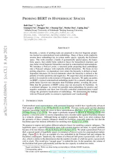 Probing BERT in Hyperbolic Spaces