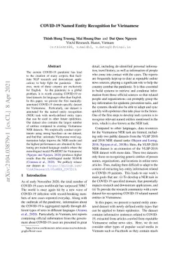 COVID-19 Named Entity Recognition for Vietnamese