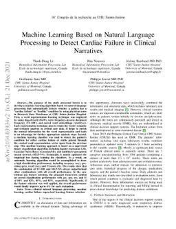 Machine Learning Based on Natural Language Processing to Detect Cardiac
  Failure in Clinical Narratives