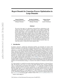 Regret Bounds for Gaussian-Process Optimization in Large Domains