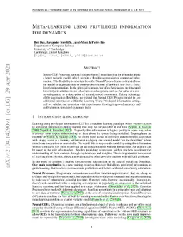 Meta-learning using privileged information for dynamics