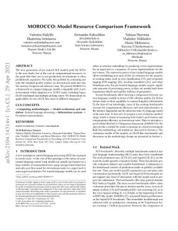 MOROCCO: Model Resource Comparison Framework