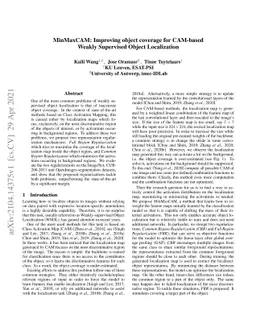 MinMaxCAM: Improving object coverage for CAM-basedWeakly Supervised
  Object Localization