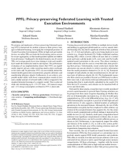 PPFL: Privacy-preserving Federated Learning with Trusted Execution
  Environments