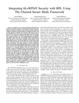 Integrating 6LoWPAN Security with RPL Using The Chained Secure Mode
  Framework