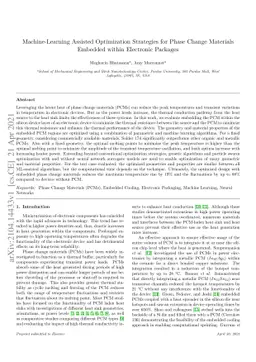 Machine-Learning Assisted Optimization Strategies for Phase Change
  Materials Embedded within Electronic Packages