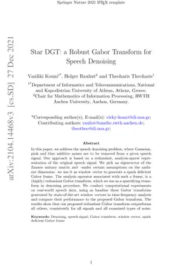 Star DGT: a Robust Gabor Transform for Speech Denoising