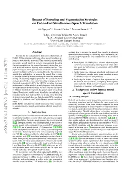 Impact of Encoding and Segmentation Strategies on End-to-End
  Simultaneous Speech Translation