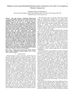 Medium Access using Distributed Reinforcement Learning for IoTs with
  Low-Complexity Wireless Transceivers