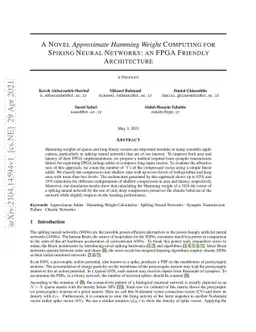 A Novel Approximate Hamming Weight Computing for Spiking Neural
  Networks: an FPGA Friendly Architecture