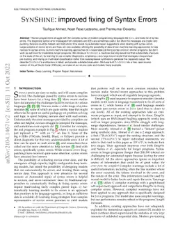 SYNFIX: Automatically Fixing Syntax Errors using Compiler Diagnostics
