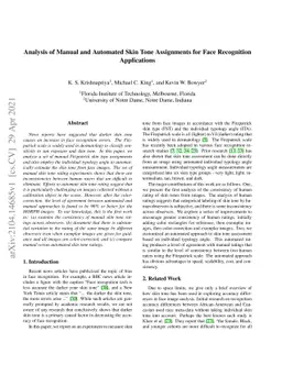 Analysis of Manual and Automated Skin Tone Assignments for Face
  Recognition Applications