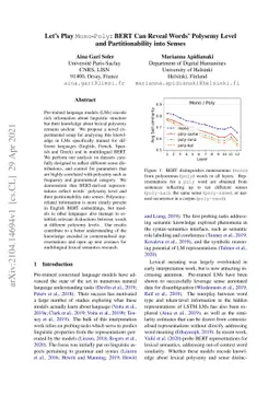 Let's Play Mono-Poly: BERT Can Reveal Words' Polysemy Level and
  Partitionability into Senses