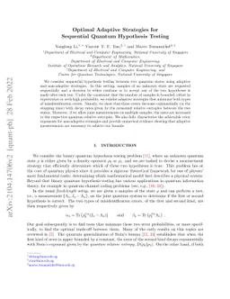 Optimal Adaptive Strategies for Sequential Quantum Hypothesis Testing