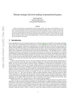 Human strategic decision making in parametrized games