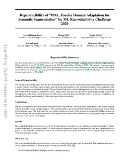 Reproducibility of "FDA: Fourier Domain Adaptation forSemantic
  Segmentation