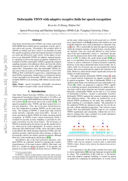 Deformable TDNN with adaptive receptive fields for speech recognition