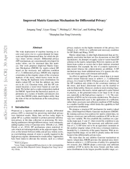 Improved Matrix Gaussian Mechanism for Differential Privacy