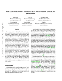 Multi Voxel-Point Neurons Convolution (MVPConv) for Fast and Accurate 3D
  Deep Learning