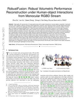 RobustFusion: Robust Volumetric Performance Reconstruction under
  Human-object Interactions from Monocular RGBD Stream