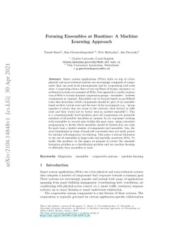 Forming Ensembles at Runtime: A Machine Learning Approach
