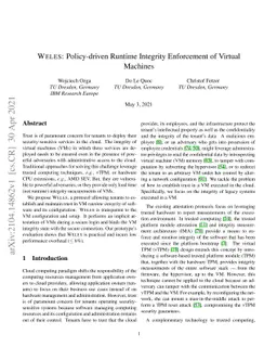 WELES: Policy-driven Runtime Integrity Enforcement of Virtual Machines