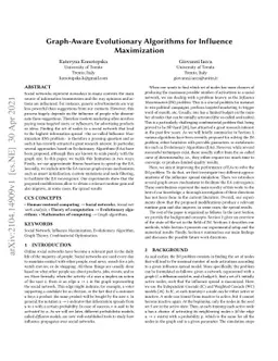 Graph-Aware Evolutionary Algorithms for Influence Maximization