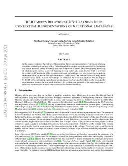 BERT Meets Relational DB: Contextual Representations of Relational
  Databases
