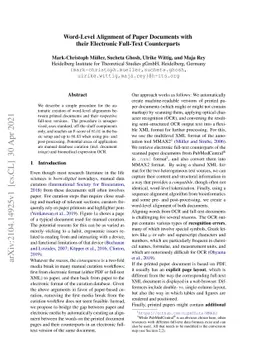 Word-Level Alignment of Paper Documents with their Electronic Full-Text
  Counterparts