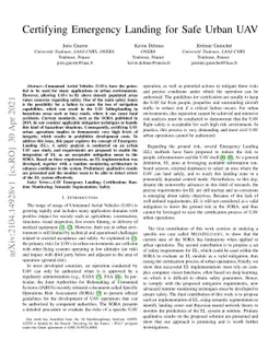 Certifying Emergency Landing for Safe Urban UAV