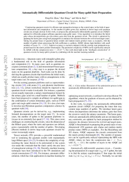 Automatically Differentiable Quantum Circuit for Many-qubit State
  Preparation