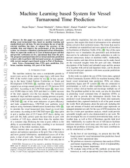 Machine Learning based System for Vessel Turnaround Time Prediction