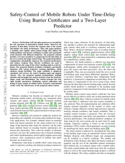 Safety-Control of Mobile Robots Under Time-Delay Using Barrier
  Certificates and a Two-Layer Predictor