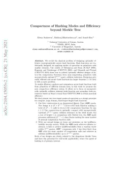 Compactness of Hashing Modes and Efficiency beyond Merkle Tree