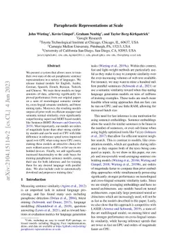 Paraphrastic Representations at Scale