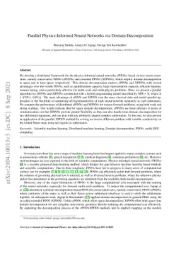 Parallel Physics-Informed Neural Networks via Domain Decomposition