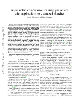 Asymmetric compressive learning guarantees with applications to
  quantized sketches