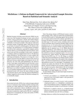 MixDefense: A Defense-in-Depth Framework for Adversarial Example
  Detection Based on Statistical and Semantic Analysis