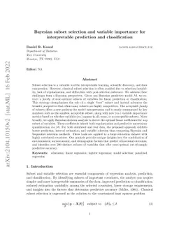 Bayesian subset selection and variable importance for interpretable
  prediction and classification