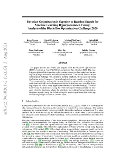 Bayesian Optimization is Superior to Random Search for Machine Learning
  Hyperparameter Tuning: Analysis of the Black-Box Optimization Challenge 2020