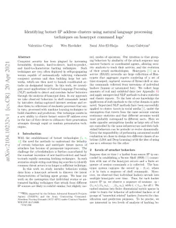 Identifying botnet IP address clusters using natural language processing
  techniques on honeypot command logs
