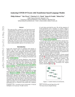 Analyzing COVID-19 Tweets with Transformer-based Language Models