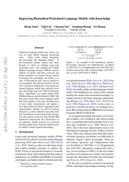 Improving Biomedical Pretrained Language Models with Knowledge