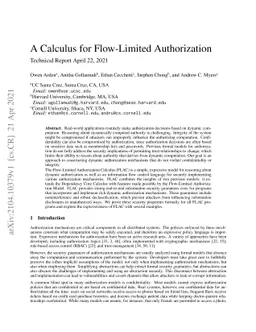 A Calculus for Flow-Limited Authorization