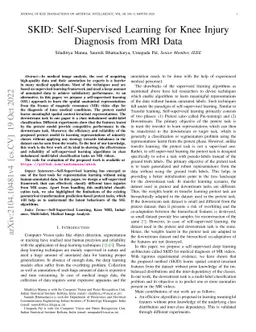 SKID: Self-Supervised Learning for Knee Injury Diagnosis from MRI Data