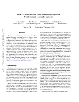 FIERY: Future Instance Prediction in Bird's-Eye View from Surround
  Monocular Cameras